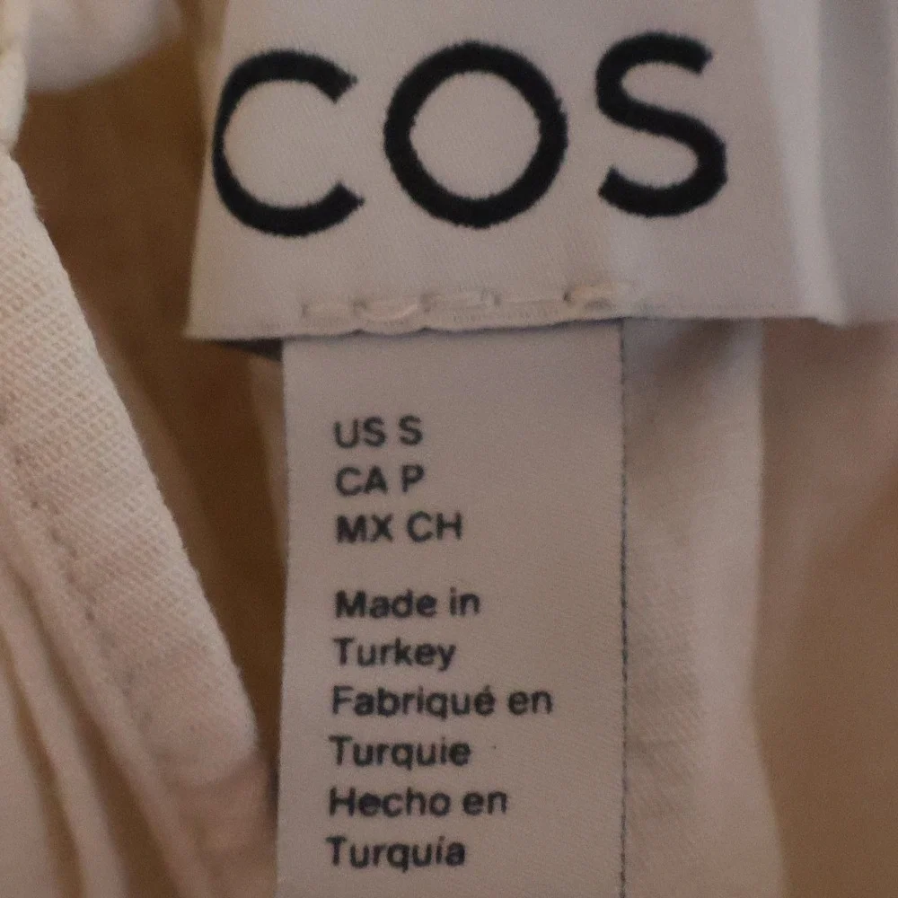 COS Linen Blend Jumpsuit Womens Size S Cream Wide Leg Minimalist Scandi Granola